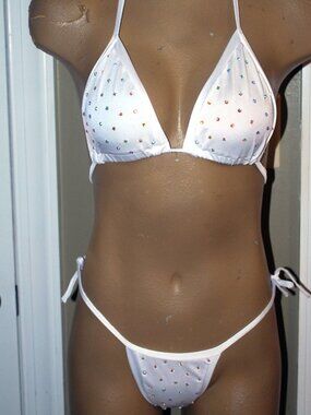 sexy exotic dancer rhinestone thong bikini, rave